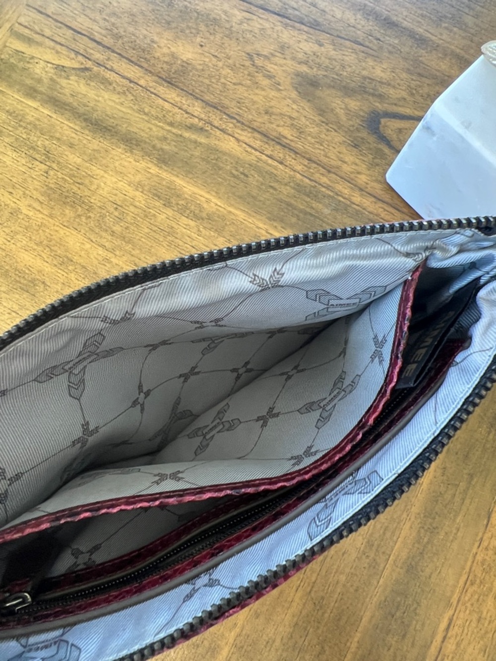 Aimee Kestenberg -Red Snake-Print Wristlet Clutch - Sleek Women's Evening Bag - Picture 9 of 11